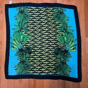 Versace X H&M silk tropical palm tree and crocodile print scarf 35” X 36”